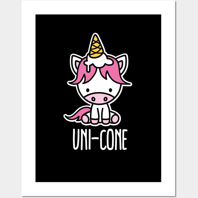 Funny Unicorn pun cute Uni-cone ice cream Kawaii Wall Art by LaundryFactory